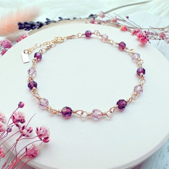 New Faceted Crystal Beads Bracelet | 14k Gold Filled | Handmade in BC - Picture 5 of 5